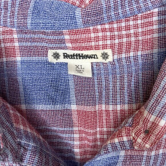 Ruff Hewn Womens Top Size XL Sleeveless Red Blue Striped button front - Picture 3 of 11